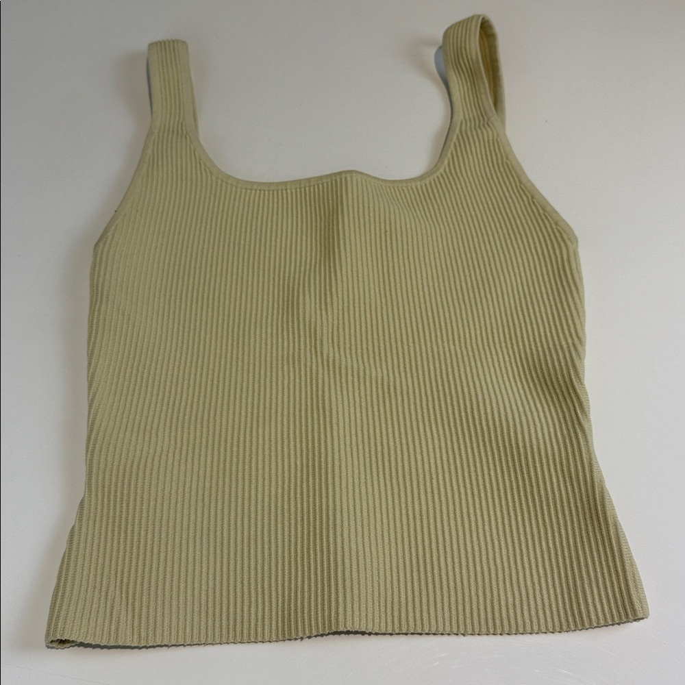 Babaton Sculpt Knit Squareneck Cropped Tank Ivory Ribbed Tank Top